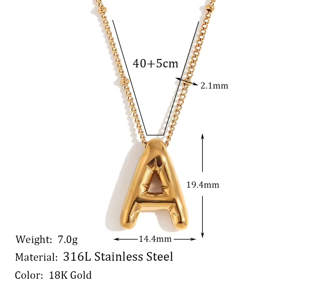 Initial Letter Pendant Necklace – Stainless Steel Alphabet Style