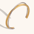 Gold Plated Dual‑Tone Cuff Bracelet - Modern Statement Party Wear