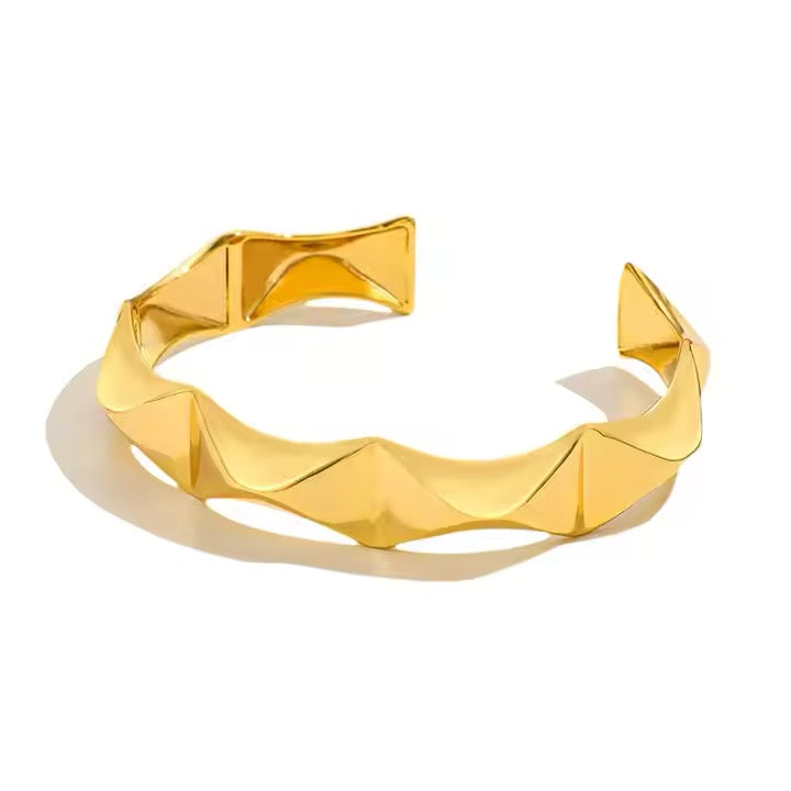 Gold Plated Cuff Bracelet - Modern Statement Wear