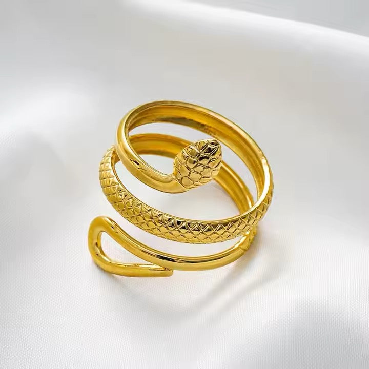 Serpent Wrap Gold Ring - Minimal Bold Statement Jewellery