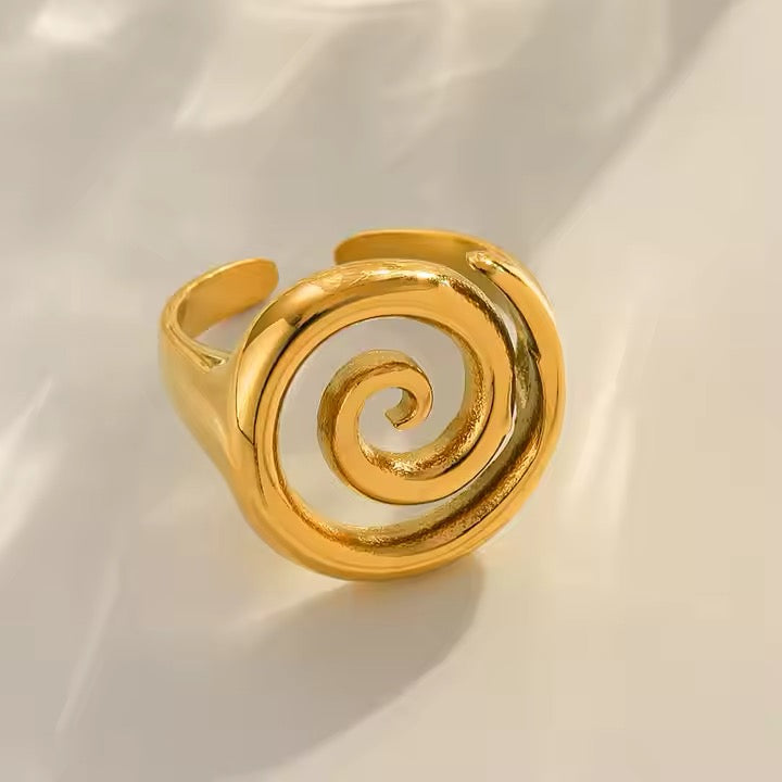 Modern Spiral Gold Plated Ring - Chic Daily Wear Accessory