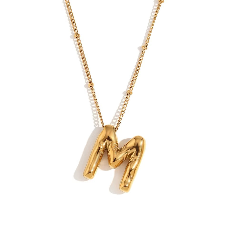 Initial Letter Pendant Necklace – Stainless Steel Alphabet Style