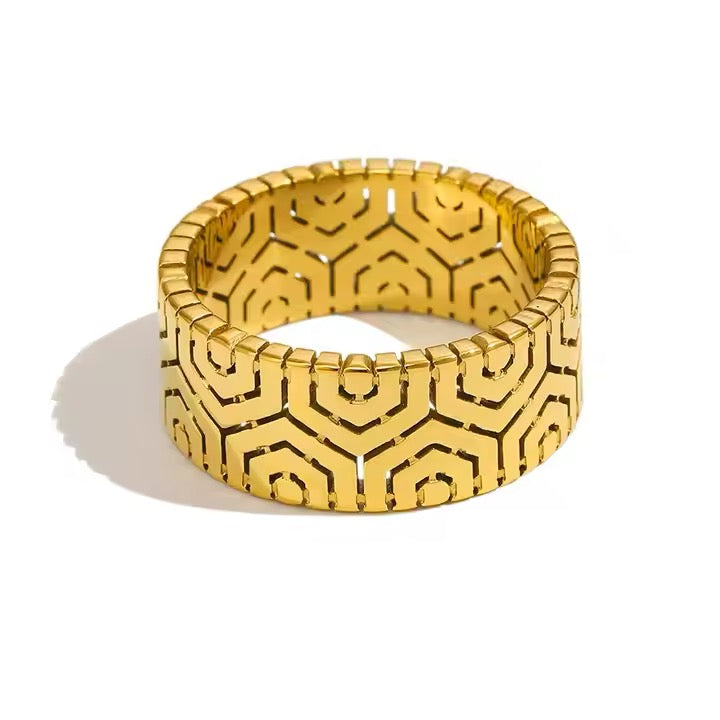 Geometric Band Ring – Stainless Steel Modern Style