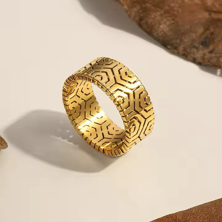 Geometric Band Ring – Stainless Steel Modern Style
