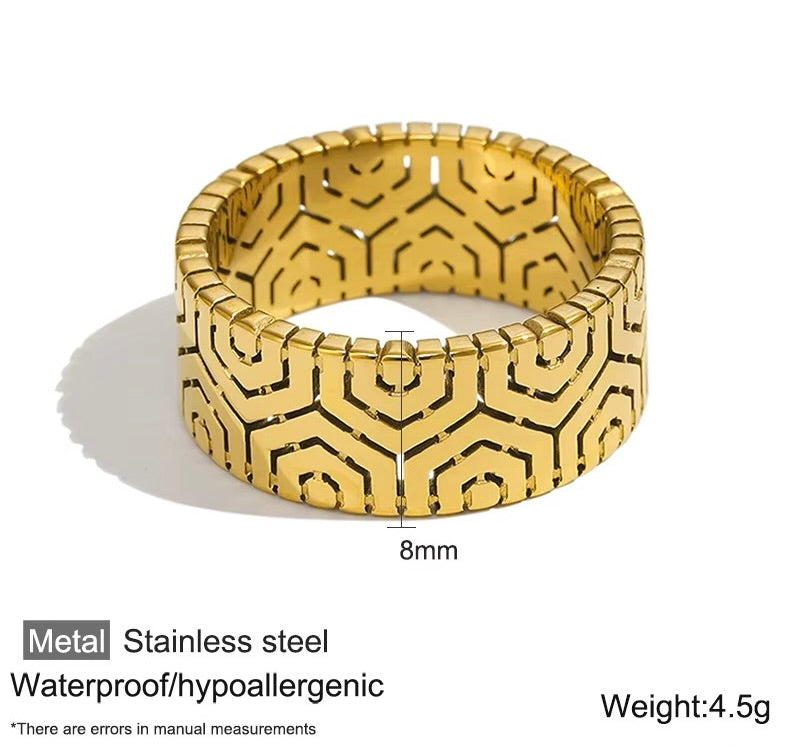 Geometric Band Ring – Stainless Steel Modern Style