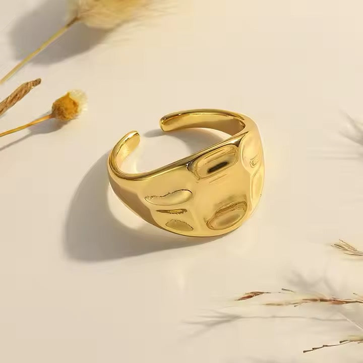 Chunky gold ring stackable band for women — Kimoore