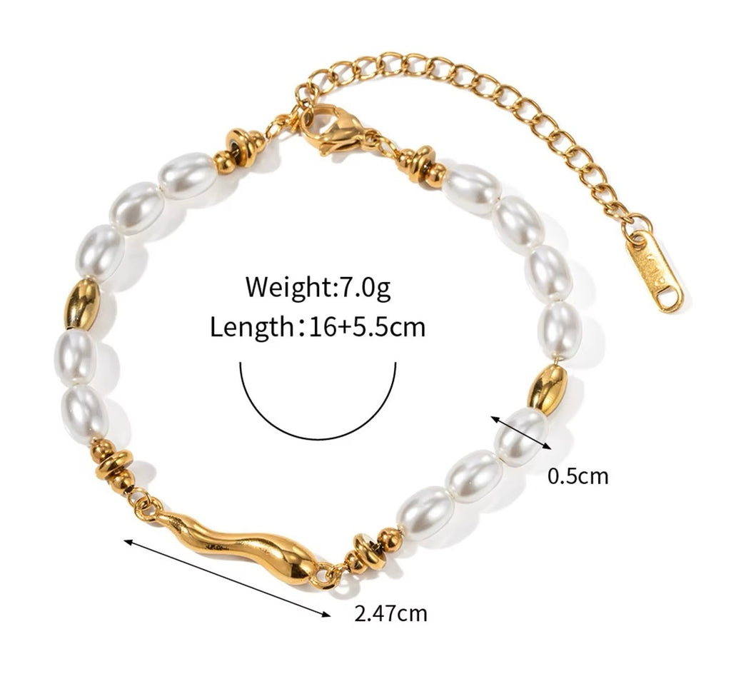 Pearl Charm Bracelet – Stainless Steel Elegant Style