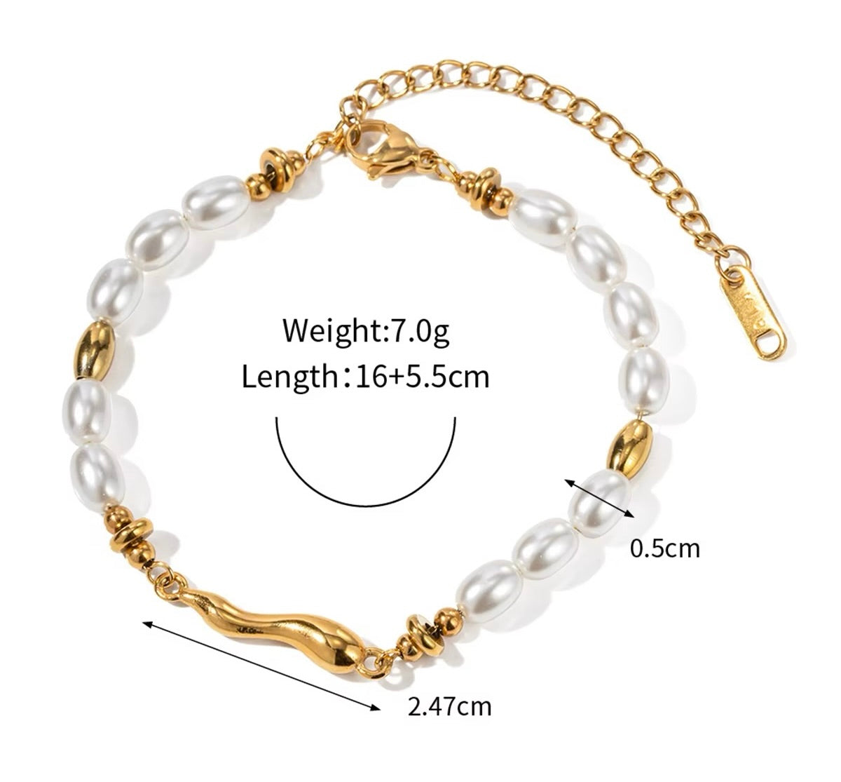 Pearl Charm Bracelet – Stainless Steel Elegant Style