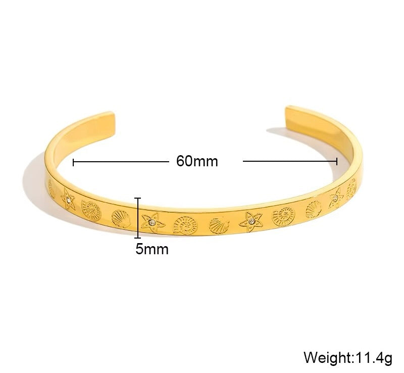 Sun & Star Cuff Bracelet – Stainless Steel Minimal Style