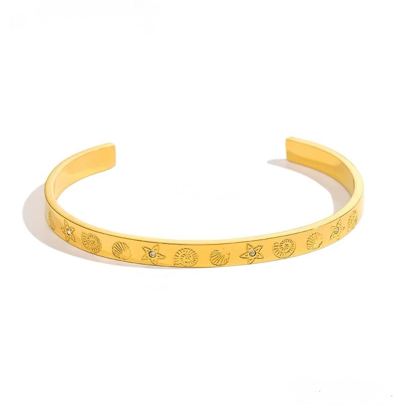 Sun & Star Cuff Bracelet – Stainless Steel Minimal Style