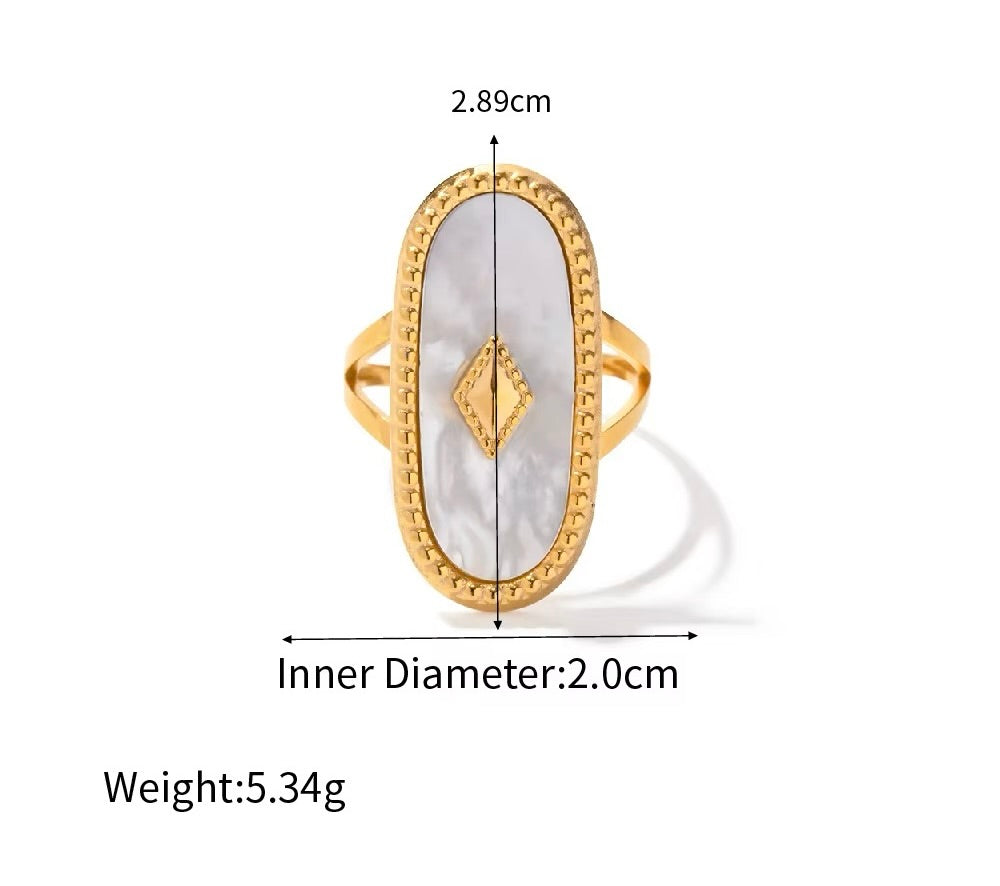 Pearl Panel Ring – Stainless Steel Bold Style