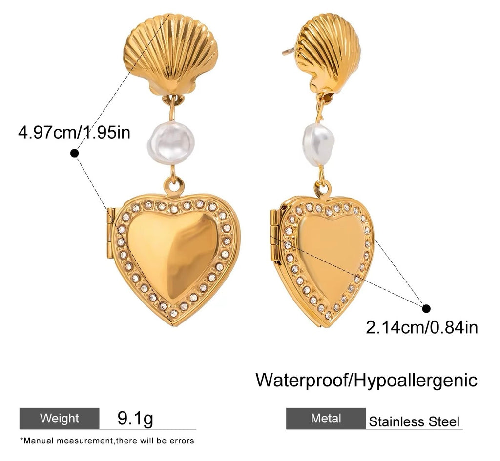 Heart Charm Earrings - Elegant Vintage Style