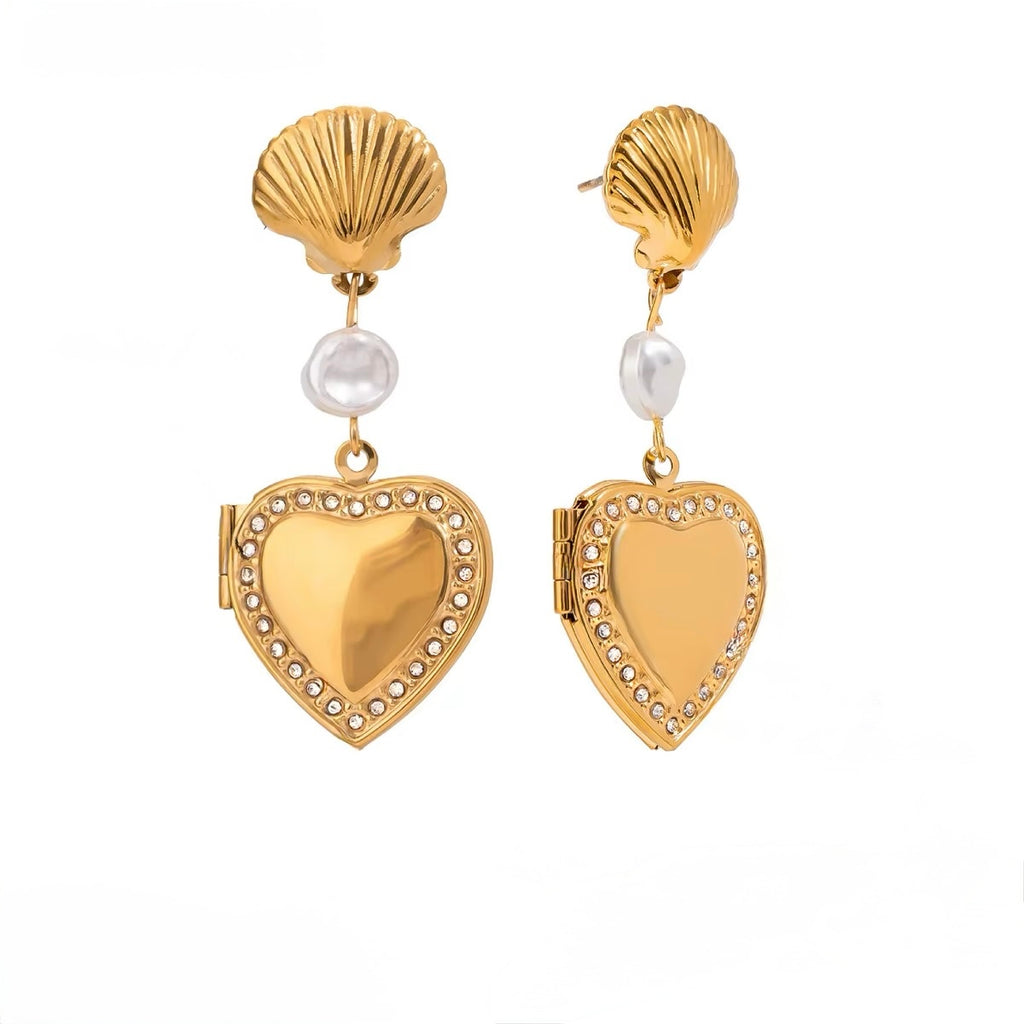 Heart Charm Earrings - Elegant Vintage Style