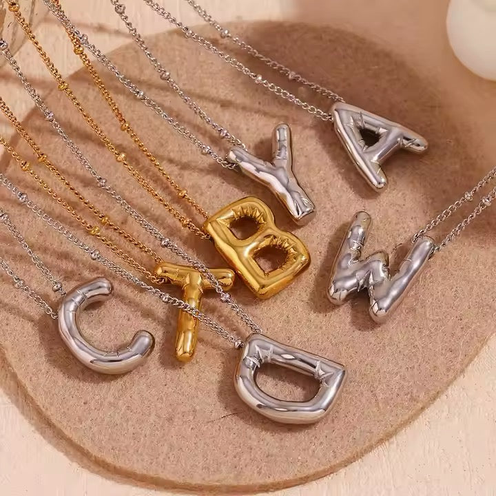 Initial Letter Pendant Necklace – Stainless Steel Alphabet Style