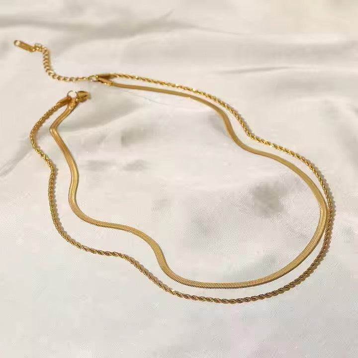 Two-Layer Chain Necklace - Minimal Chain for Casual & Party Wear
