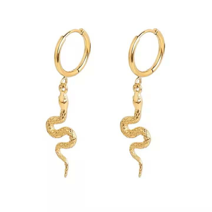 Snake Drop Hoop Earrings - Bold Modern Statement for Party Glam