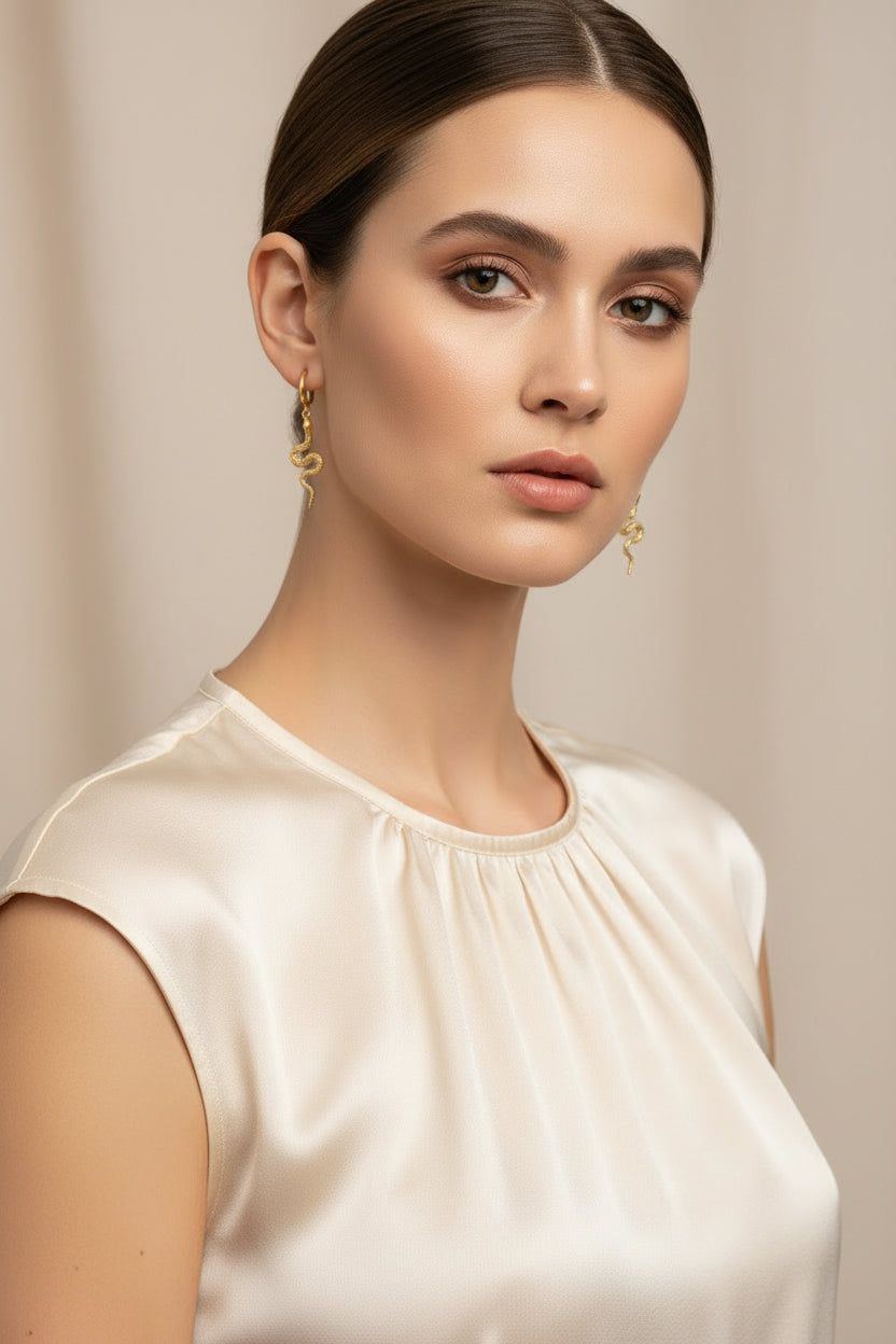 Snake Drop Hoop Earrings - Bold Modern Statement for Party Glam