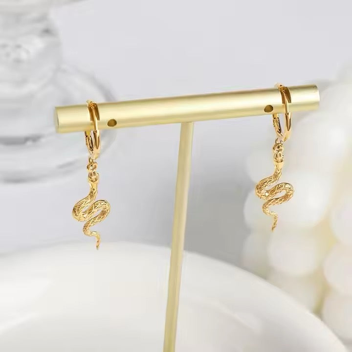 Snake Drop Hoop Earrings - Bold Modern Statement for Party Glam