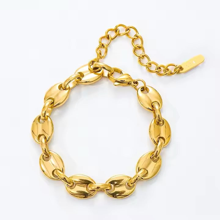 Gold Plated Statement Chain Bracelet -  Bold Chic Party & Daily Wear