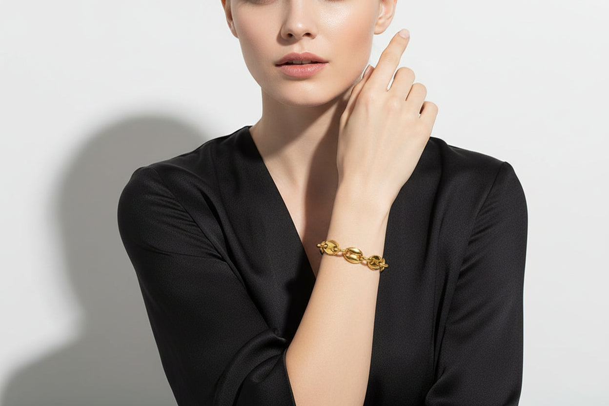 Gold Plated Statement Chain Bracelet -  Bold Chic Party & Daily Wear