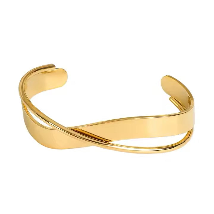 Gold Twisted Cuff Bracelet - Clean Aesthetic Power Look