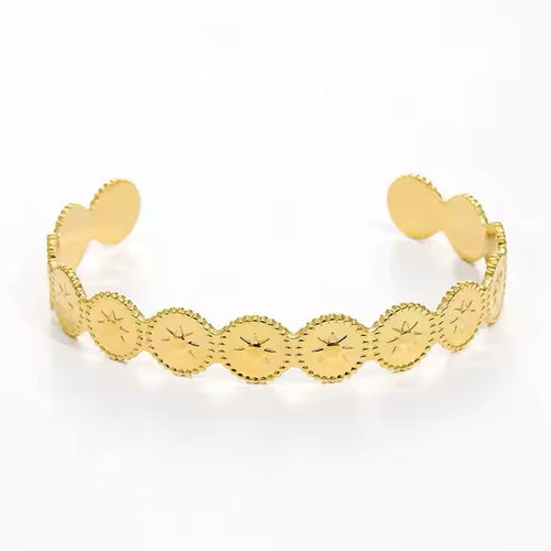 Star engraved gold cuff bracelet — Kimoore