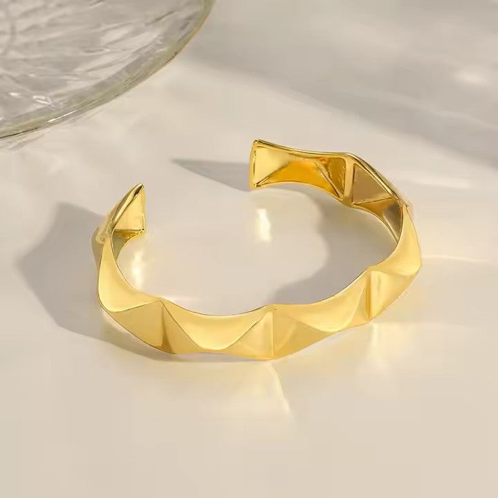 Gold Plated Cuff Bracelet - Modern Statement Wear