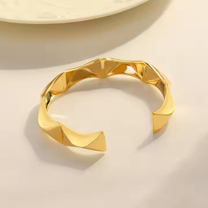 Gold Plated Cuff Bracelet - Modern Statement Wear