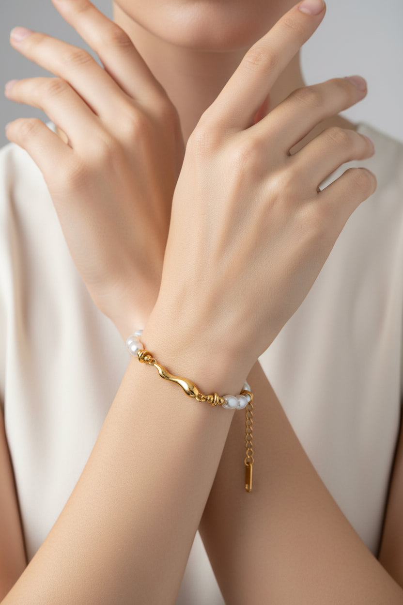 Pearl Charm Bracelet – Stainless Steel Elegant Style