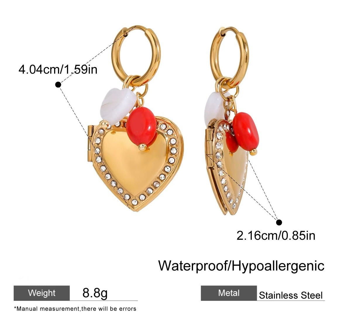 Heart Charm Hoop Earrings - Romantic Chic Style