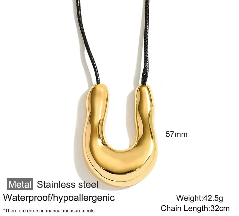 U-Shape Pendant Necklace – Stainless Steel Modern Statement Style