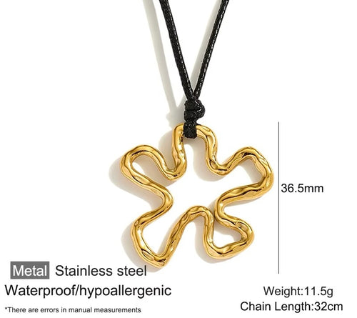 Abstract Flower Gold Necklace – Stainless Steel Modern Statement