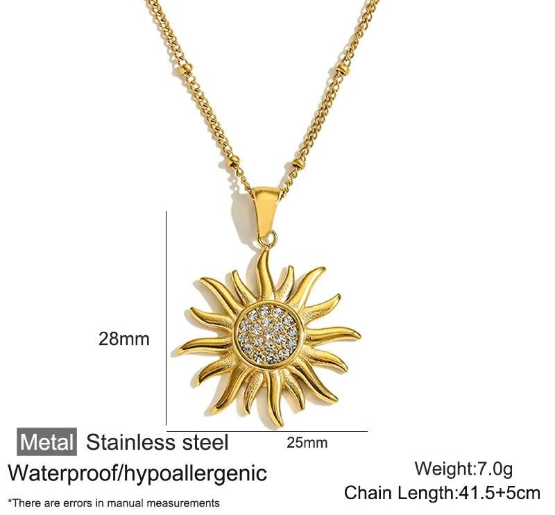 Sunburst Crystal Pendant – Stainless Steel Crystal Style