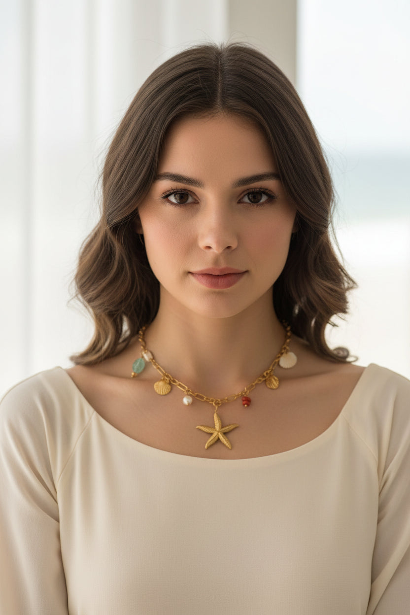 Ocean Charm Necklace – Starfish Design Minimal Jewellery