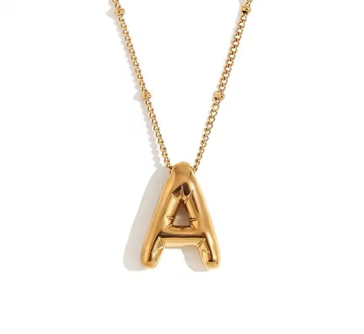 Initial Letter Pendant Necklace – Stainless Steel Alphabet Style