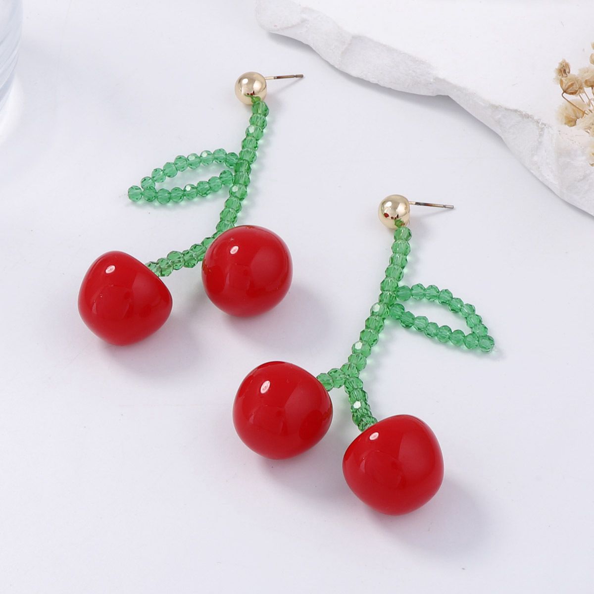 Cherry charm drop gold earrings for women — Kimoore