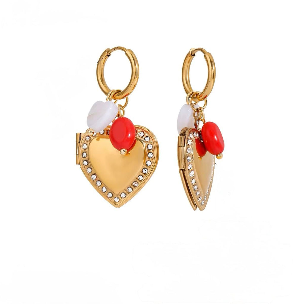 Heart Charm Hoop Earrings - Romantic Chic Style