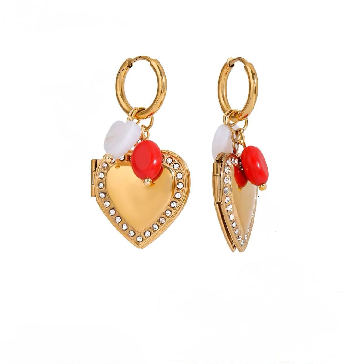 Heart Charm Hoop Earrings - Romantic Chic Style