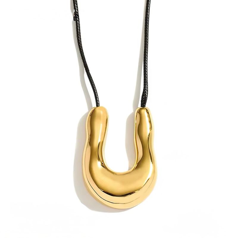 U-Shape Pendant Necklace – Stainless Steel Modern Statement Style