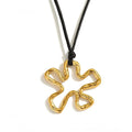 Abstract Flower Gold Necklace – Stainless Steel Modern Statement