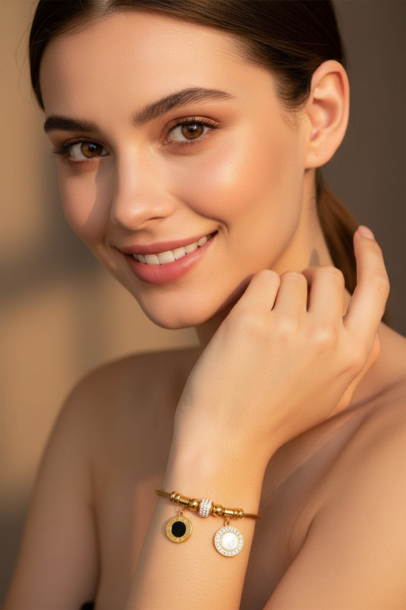 Charm Cable Bracelet - Luxury Roman Dial Style