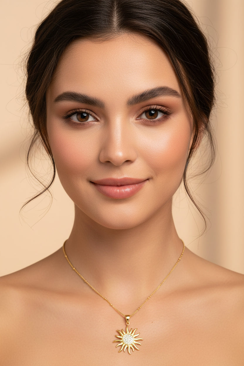 Sunburst Crystal Pendant – Stainless Steel Crystal Style