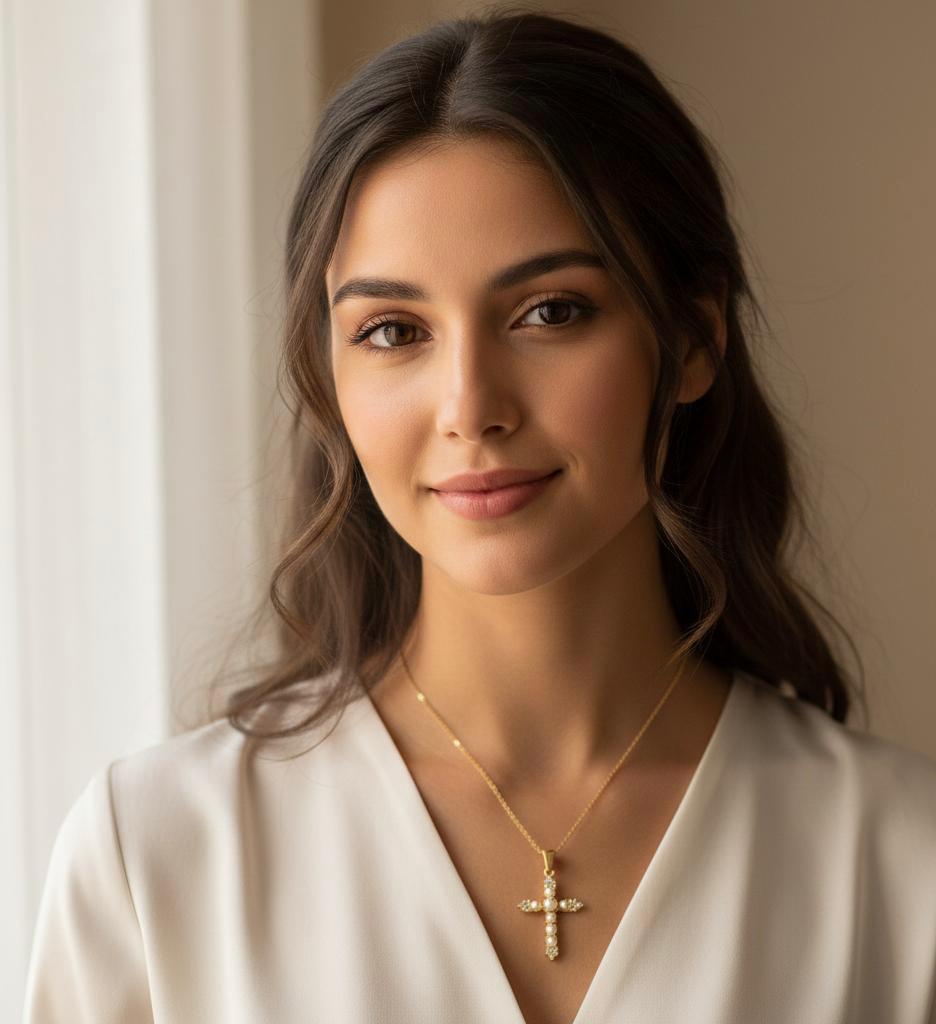 Cross Pearl Pendant Necklace - Modern Aesthetic Wear