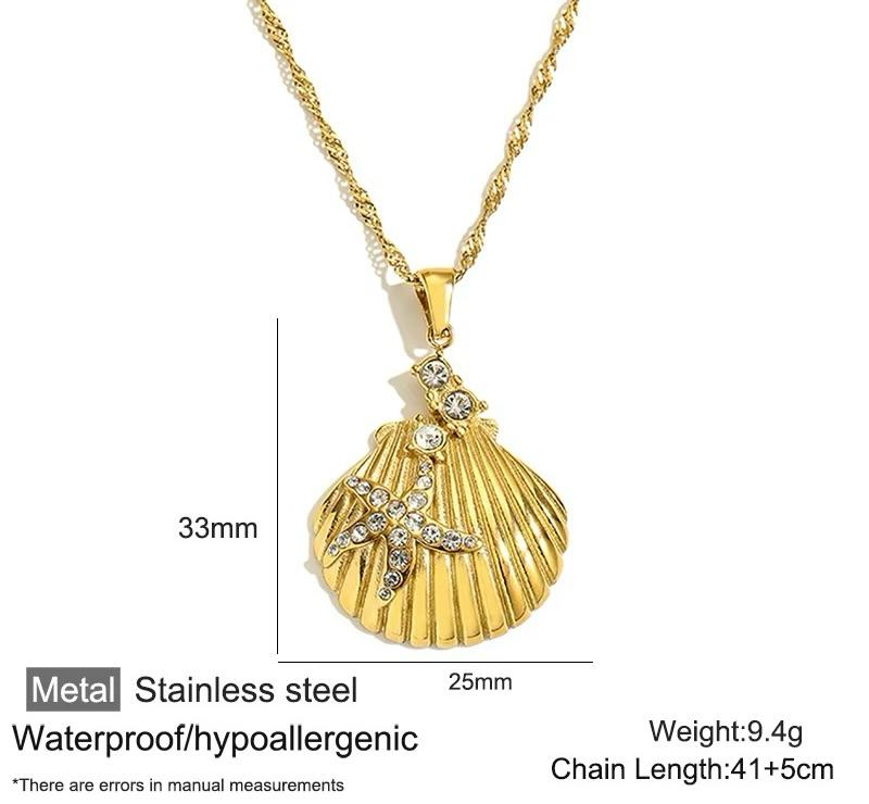 Coastal Shell Pendant - Stainless Steel Ocean Style