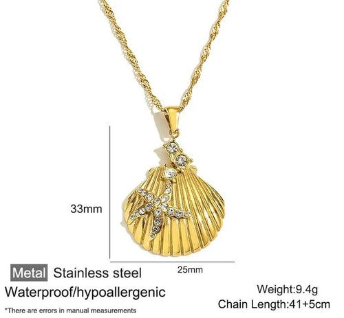 Coastal Shell Pendant - Stainless Steel Ocean Style