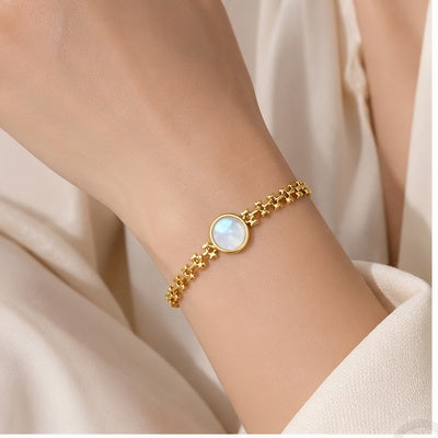 Everyday stack gold bracelet on wrist for women — Kimoore